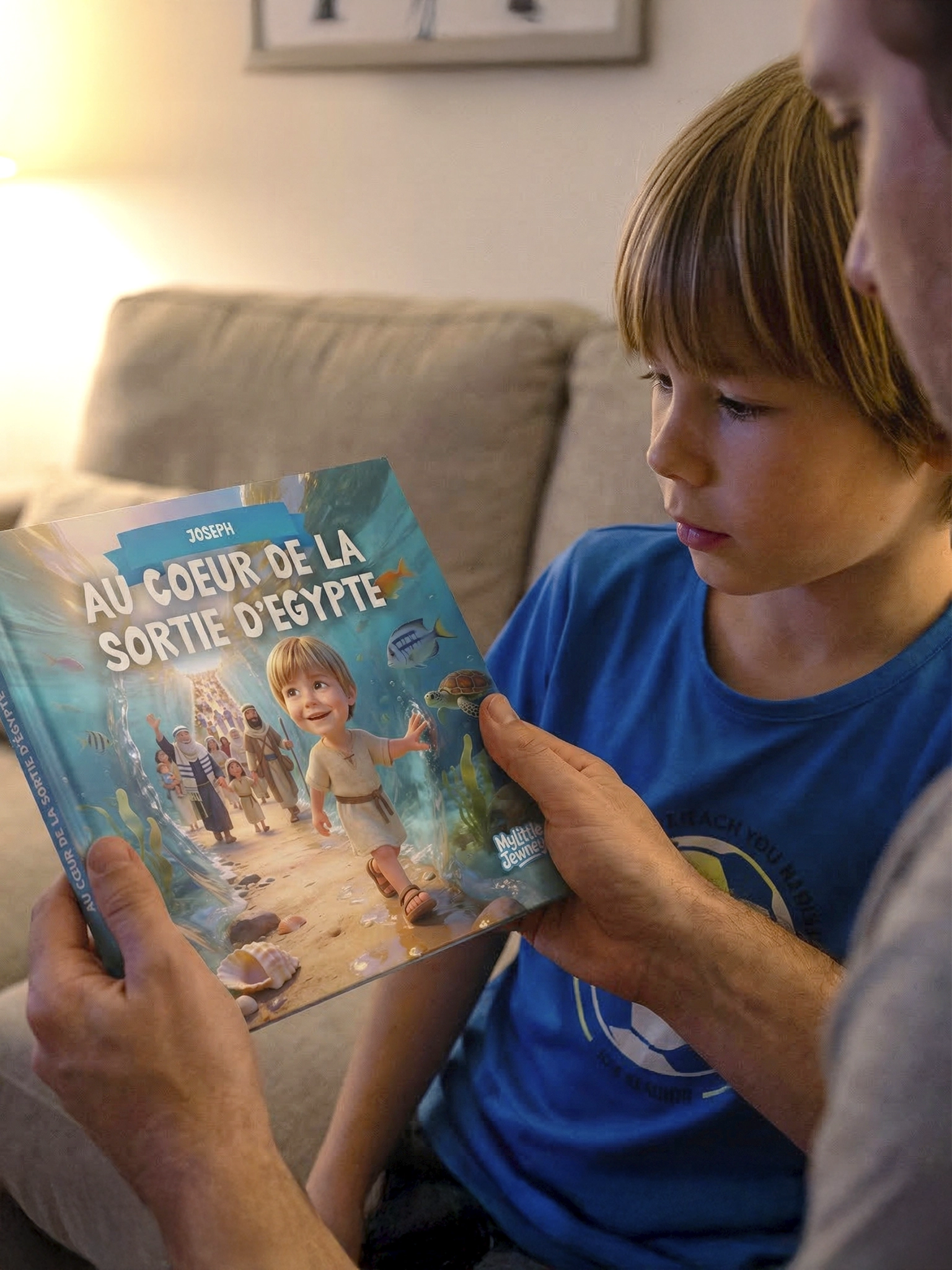 Famille lisant le livre